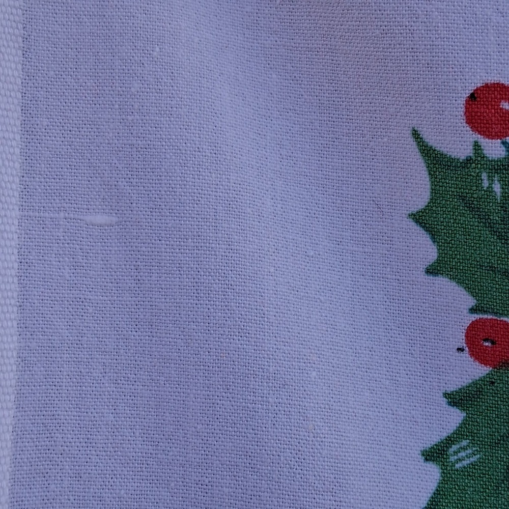 Vintage Mid Century Poinsettia Jingle Bell Cotton Tablecloth Retro Holiday 48x56 - Picture 9 of 9